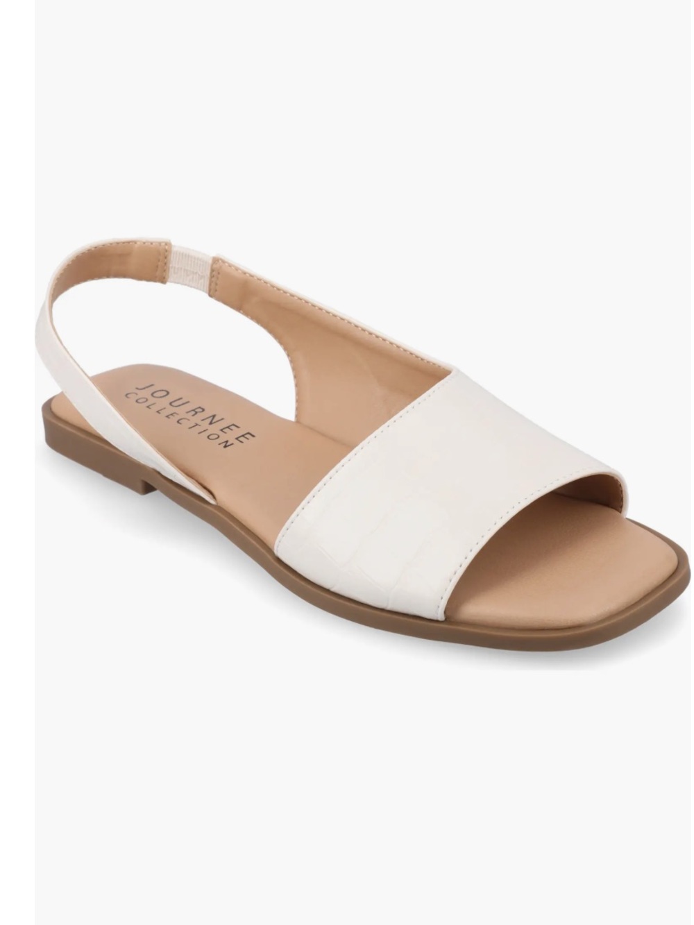 Journee Collection White Slingback Slide Sandals with Cushioned Insole